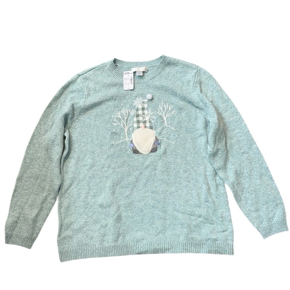 Christopher & Banks Woman’s Holiday Gnome Sweater‎ Crew Neck Long Sleeve NWT XL